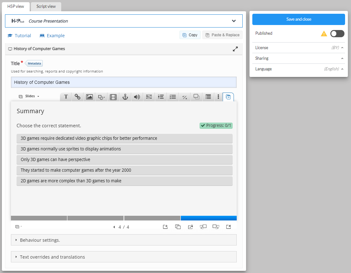 Slide 4 displaying the end-of-slide Summary activity