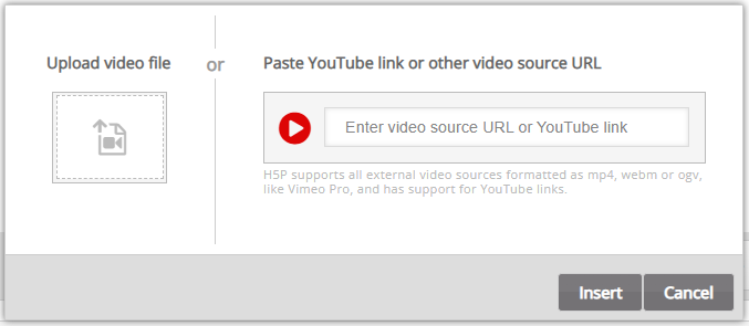 Adding a video file, video source URL or YouTube link